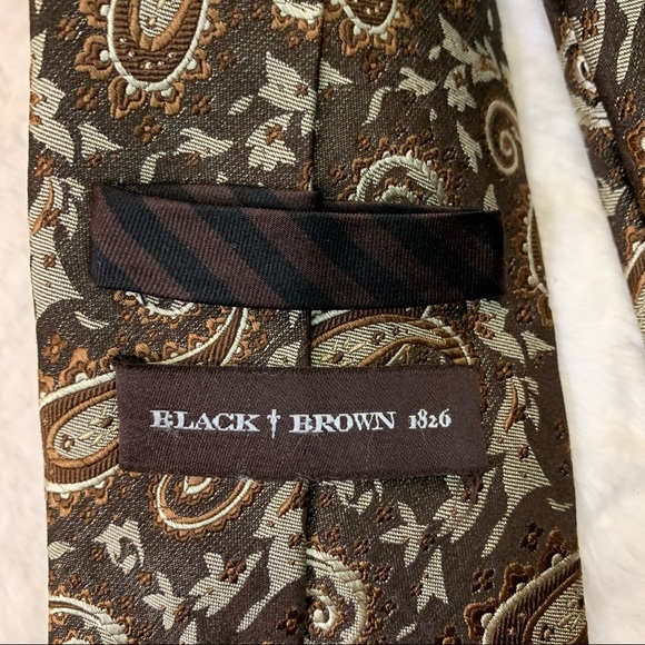 Black Brown 1826 100% Silk Necktie Brown Paisley NWOT - Picture 4 of 7